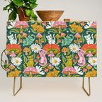 Kittens & Shrooms - Rainbow on Kelly Green Credenza Gallery Image 1