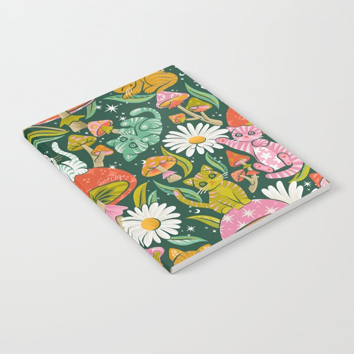 Kittens & Shrooms - Rainbow on Kelly Green Notebook Gallery Image 2
