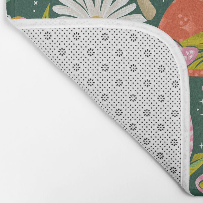 Kittens & Shrooms - Rainbow on Kelly Green Bath Mat Gallery Image 2