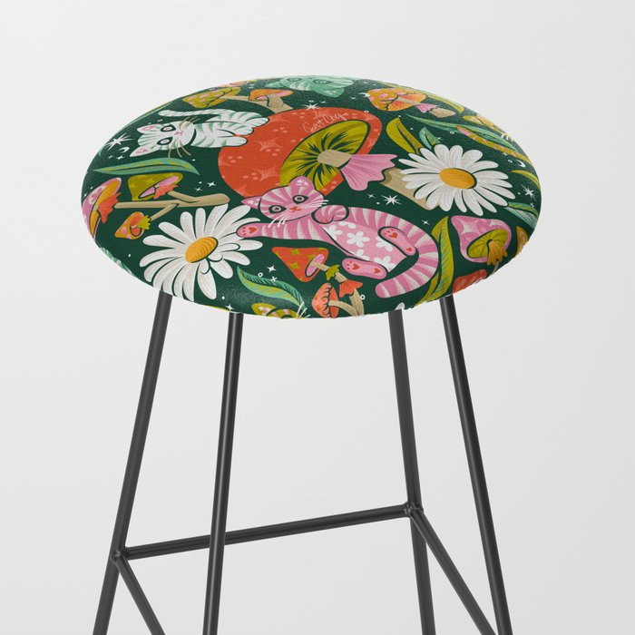 Kittens & Shrooms - Rainbow on Kelly Green Stool Gallery Image 2