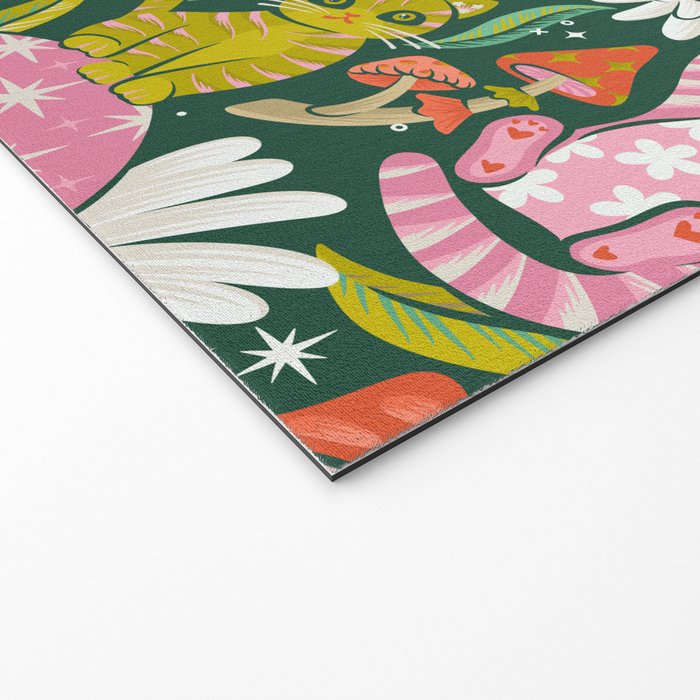 Kittens & Shrooms - Rainbow on Kelly Green Welcome Mat Gallery Image 2