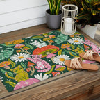Kittens & Shrooms - Rainbow on Kelly Green Outdoor Rug Gallery Image 2