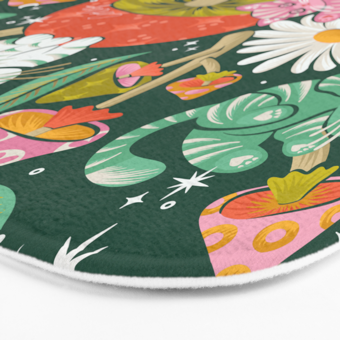 Kittens & Shrooms - Rainbow on Kelly Green Bath Mat Gallery Image 3