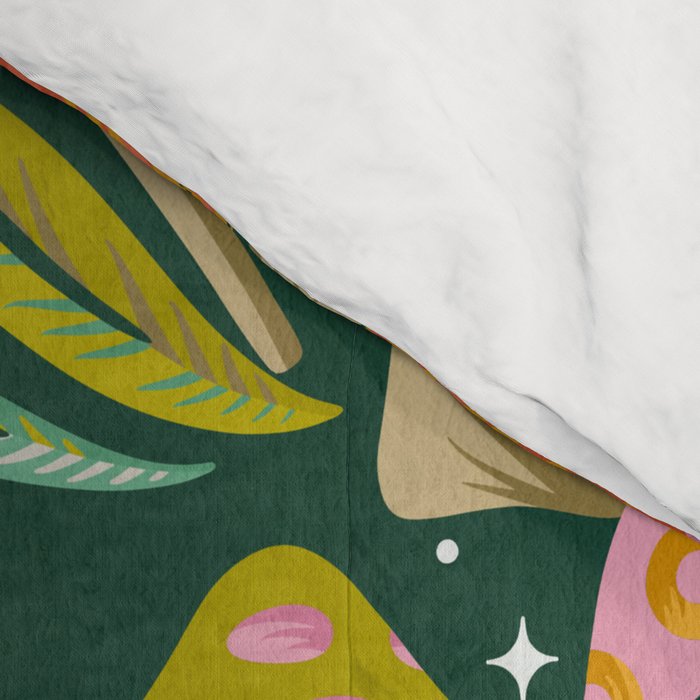 Kittens & Shrooms - Rainbow on Kelly Green Comforter Gallery Image 4