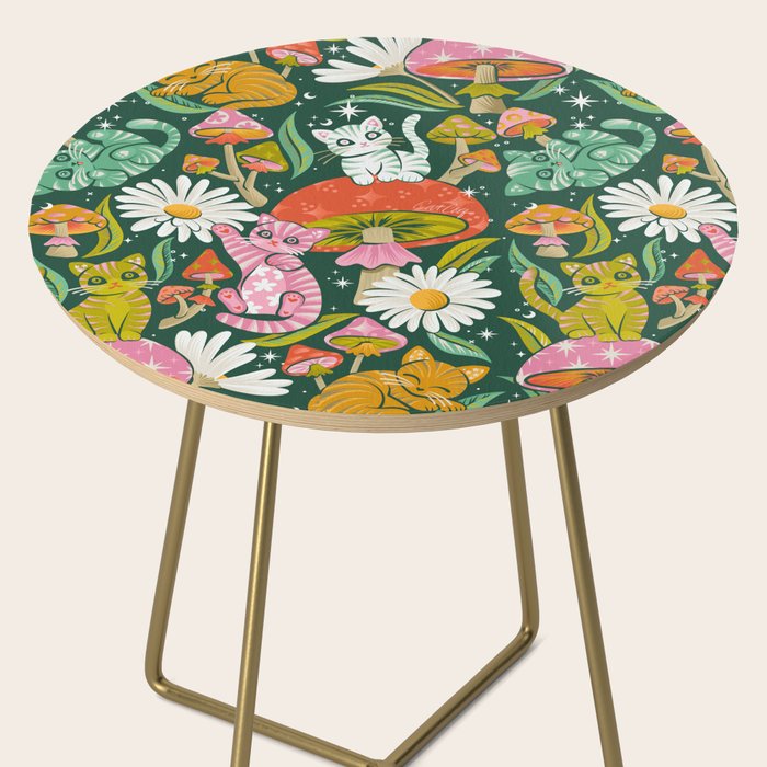 Kittens & Shrooms - Rainbow on Kelly Green Side Table Gallery Image 2