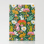 Kittens & Shrooms - Rainbow on Kelly Green Stationery Card Gallery Image 2