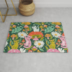 Kittens & Shrooms - Rainbow on Kelly Green Rug Gallery Image 1