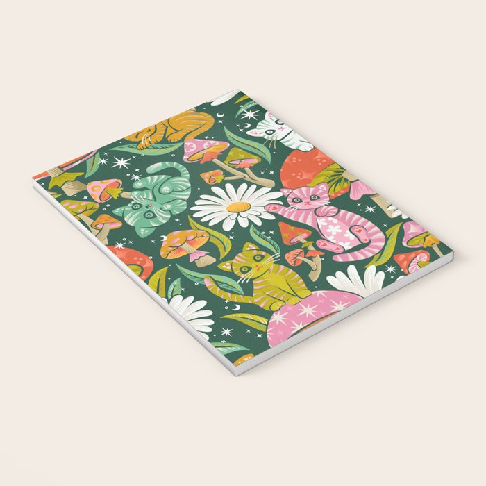 Kittens & Shrooms - Rainbow on Kelly Green Notebook Gallery Image 3