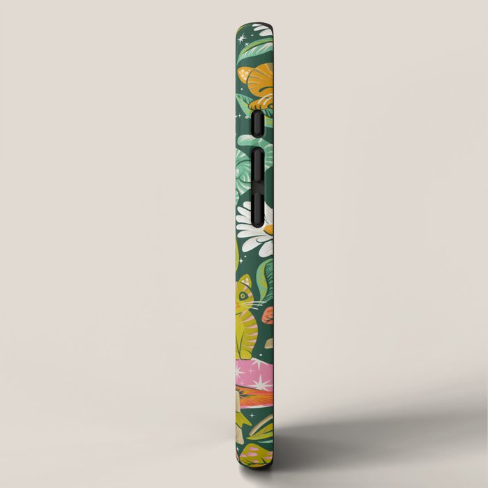 Kittens & Shrooms - Rainbow on Kelly Green iPhone Case Gallery Image 2