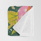 Kittens & Shrooms - Rainbow on Kelly Green Throw Blanket Gallery Image 3