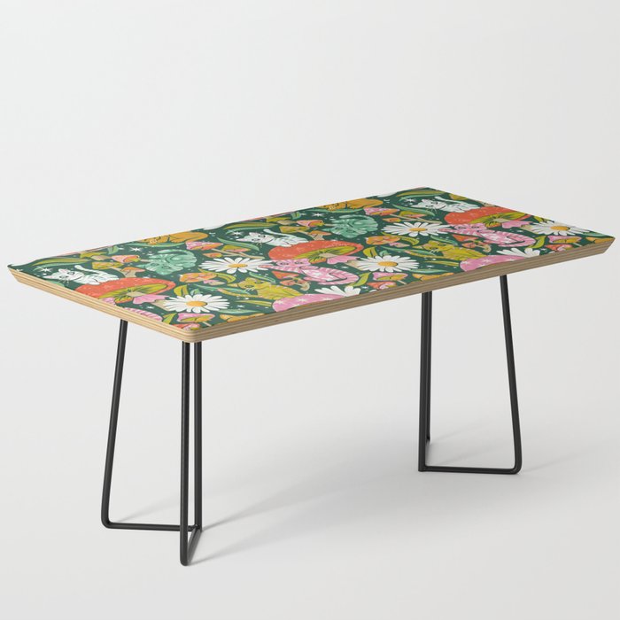 Kittens & Shrooms - Rainbow on Kelly Green Coffee Table Gallery Image 1
