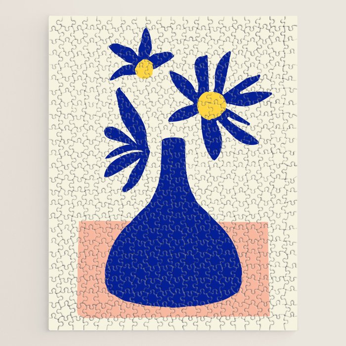 Blue Jar over pink table Jigsaw Puzzle Gallery Image 1