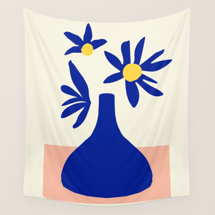 Blue Jar over pink table Wall Tapestry Gallery Image 4