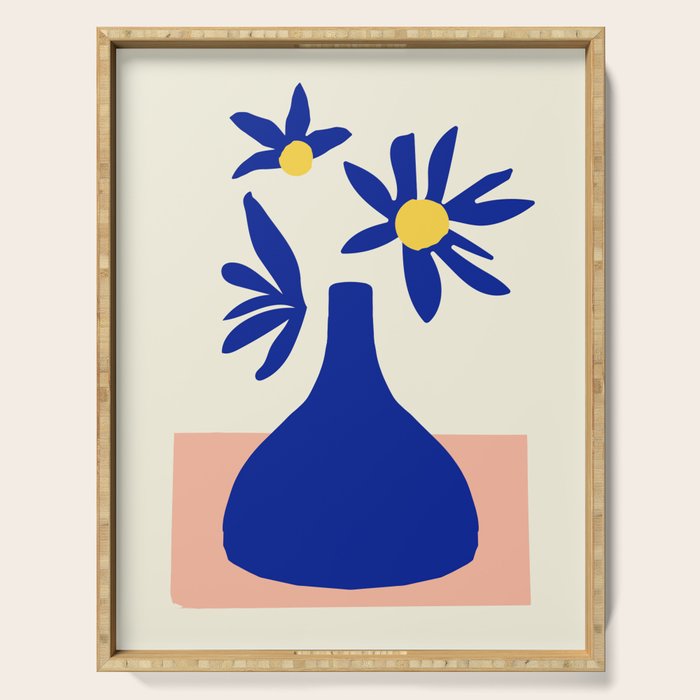 Blue Jar over pink table Serving Tray Gallery Image 1