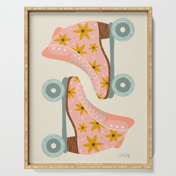 Retro Roller Skates - Blush & Mint Palette Serving Tray Gallery Image 1