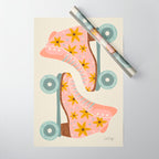 Retro Roller Skates - Blush & Mint Palette Wrapping Paper Gallery Image 1