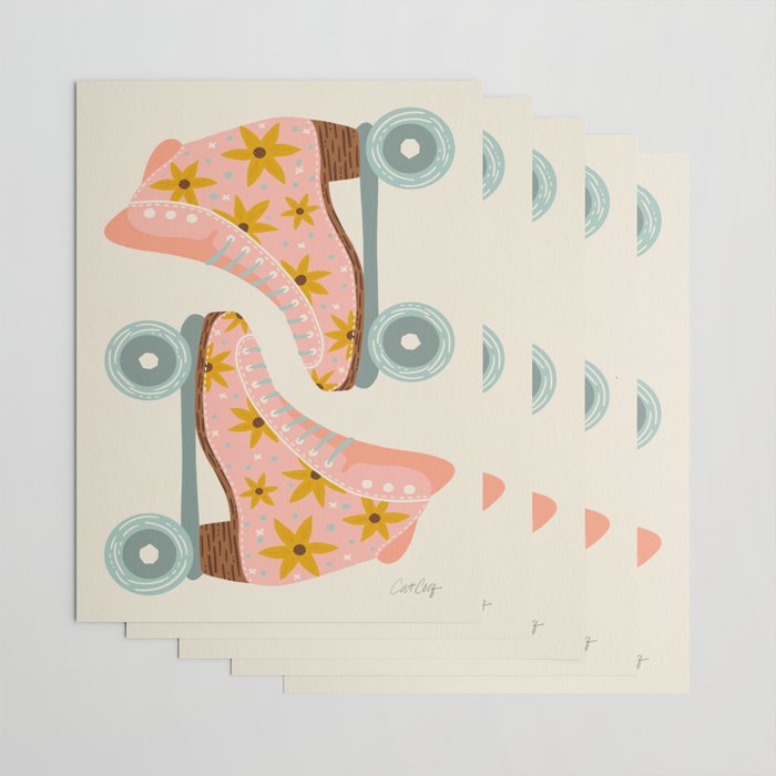 Retro Roller Skates - Blush & Mint Palette Wrapping Paper Gallery Image 3