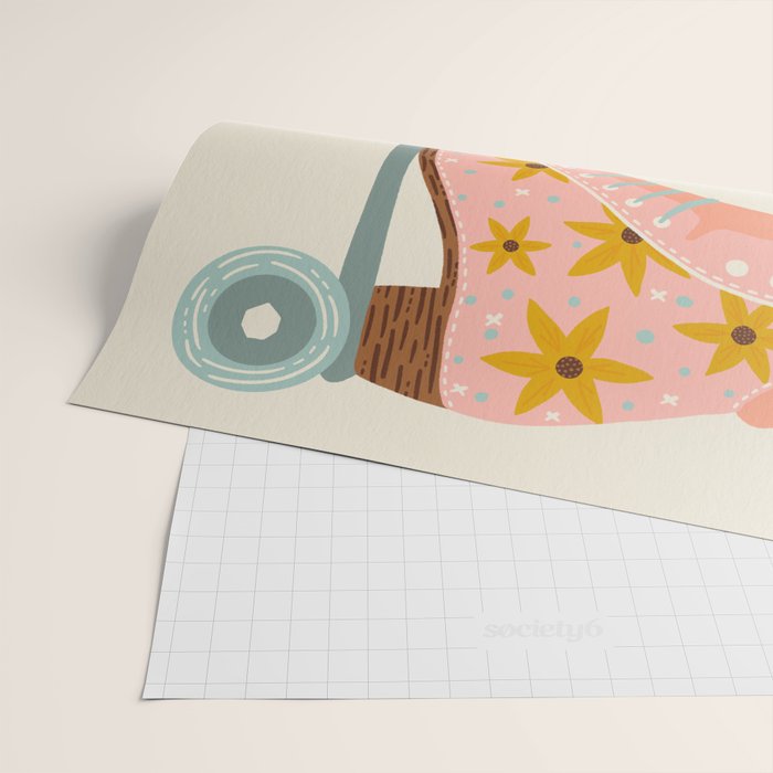 Retro Roller Skates - Blush & Mint Palette Wrapping Paper Gallery Image 2