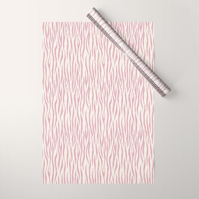 Tiger Stripes In Pink and Cream Wrapping Paper Gallery Image 1