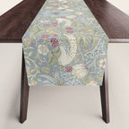 William Morris Vintage Strawberry Thief Blue Slate Vellum Table Runner Gallery Image 1