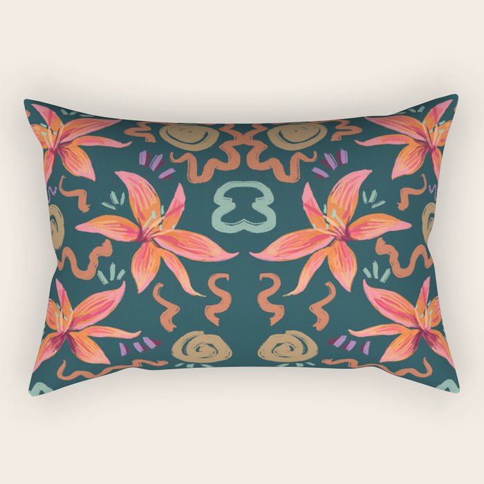 Passion Flower Joy Jade Pattern Rectangular Pillow Gallery Image 2