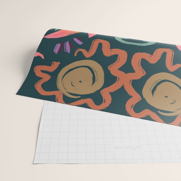 Passion Flower Joy Jade Pattern Wrapping Paper Gallery Image 2