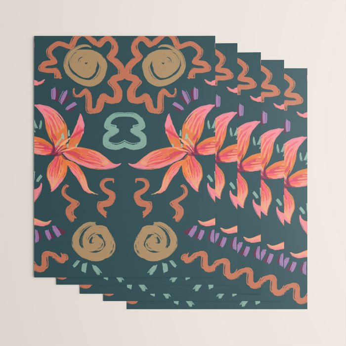 Passion Flower Joy Jade Pattern Wrapping Paper Gallery Image 3
