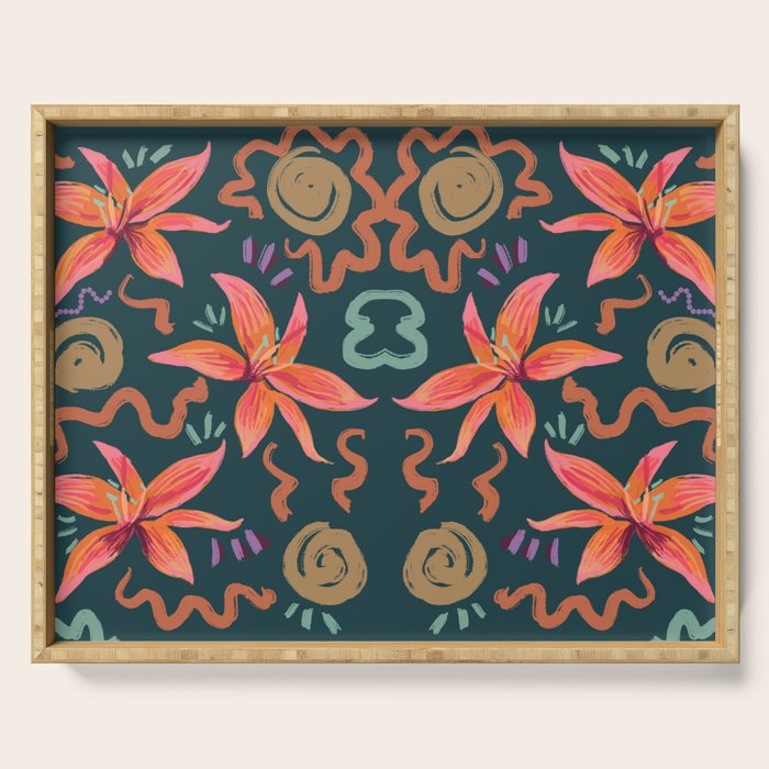 Passion Flower Joy Jade Pattern Serving Tray Gallery Image 1