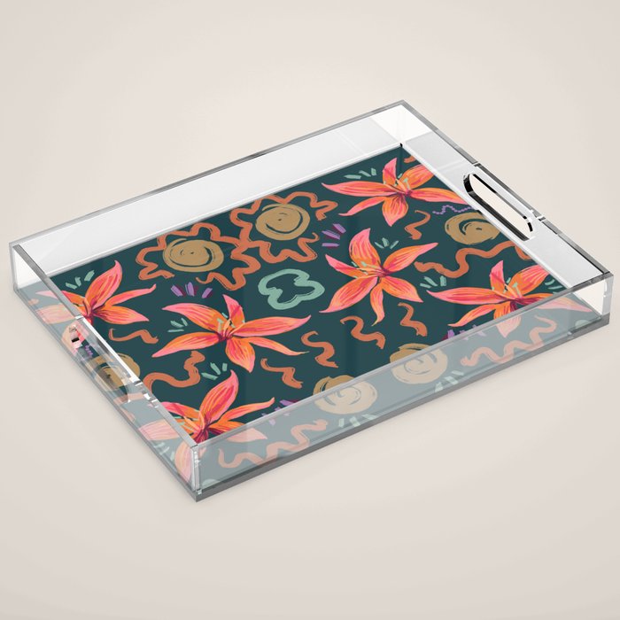 Passion Flower Joy Jade Pattern Acrylic Tray Gallery Image 1