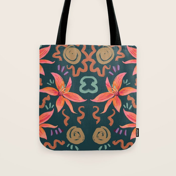 Passion Flower Joy Jade Pattern Tote Bag Gallery Image 1