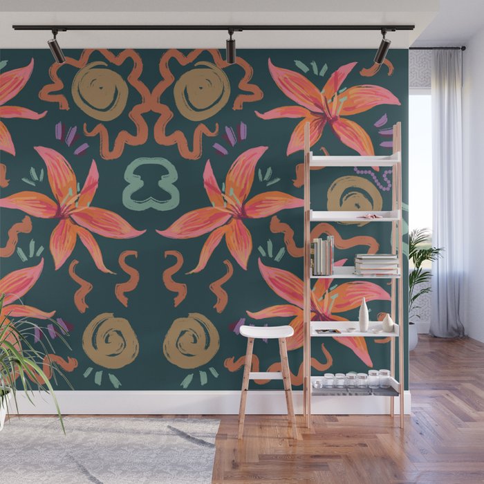 Passion Flower Joy Jade Pattern Wall Mural Gallery Image 1