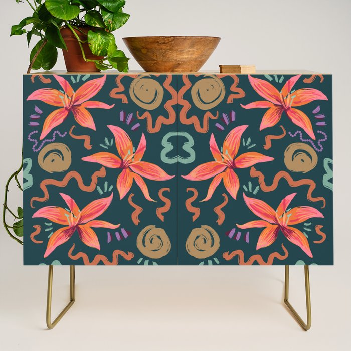 Passion Flower Joy Jade Pattern Credenza Gallery Image 1