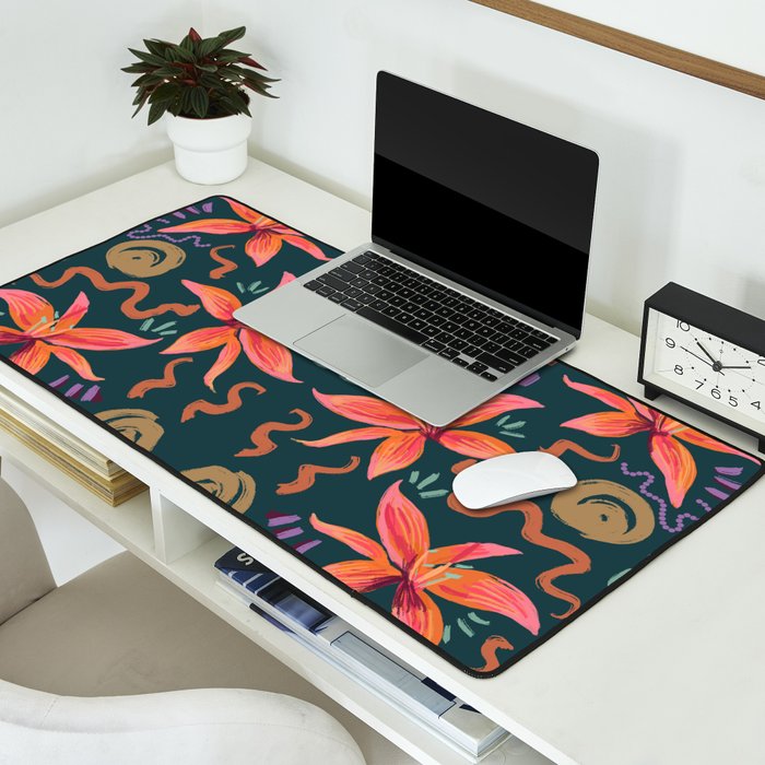 Passion Flower Joy Jade Pattern Desk Mat Gallery Image 2