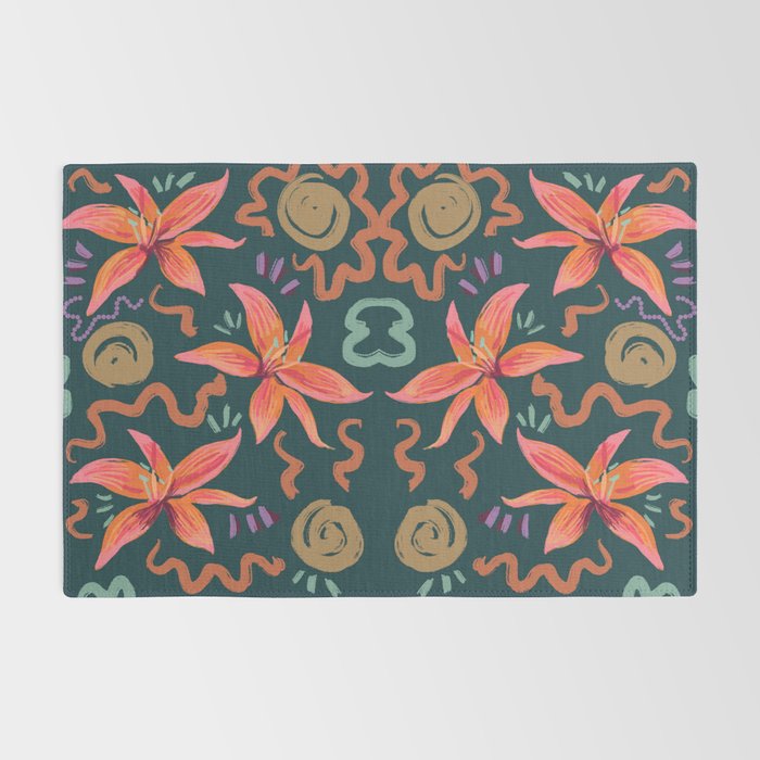 Passion Flower Joy Jade Pattern Rug Gallery Image 2