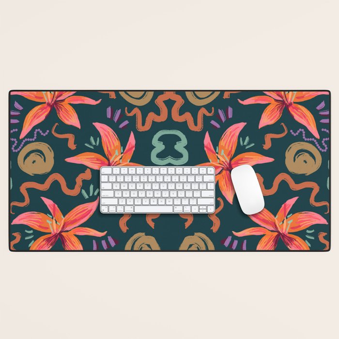 Passion Flower Joy Jade Pattern Desk Mat Gallery Image 1
