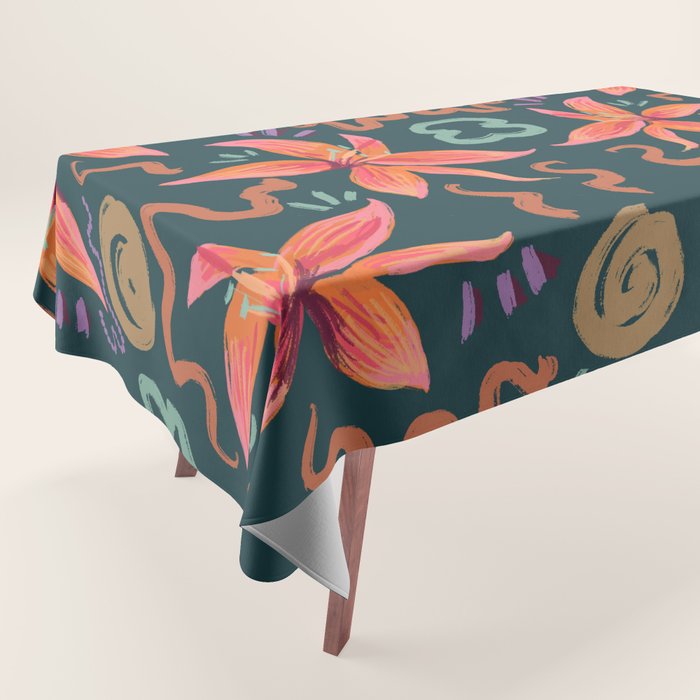 Passion Flower Joy Jade Pattern Tablecloth Gallery Image 1