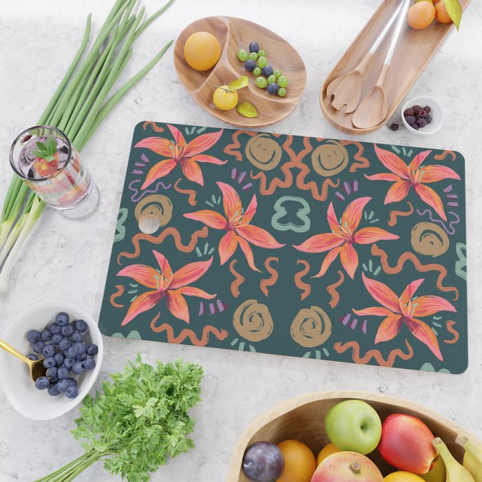 Passion Flower Joy Jade Pattern Cutting Board Gallery Image 2
