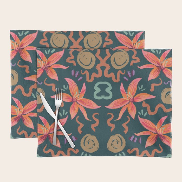 Passion Flower Joy Jade Pattern Placemat Gallery Image 1
