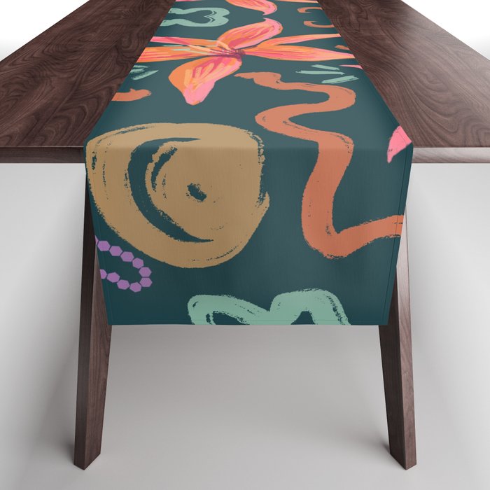 Passion Flower Joy Jade Pattern Table Runner Gallery Image 1