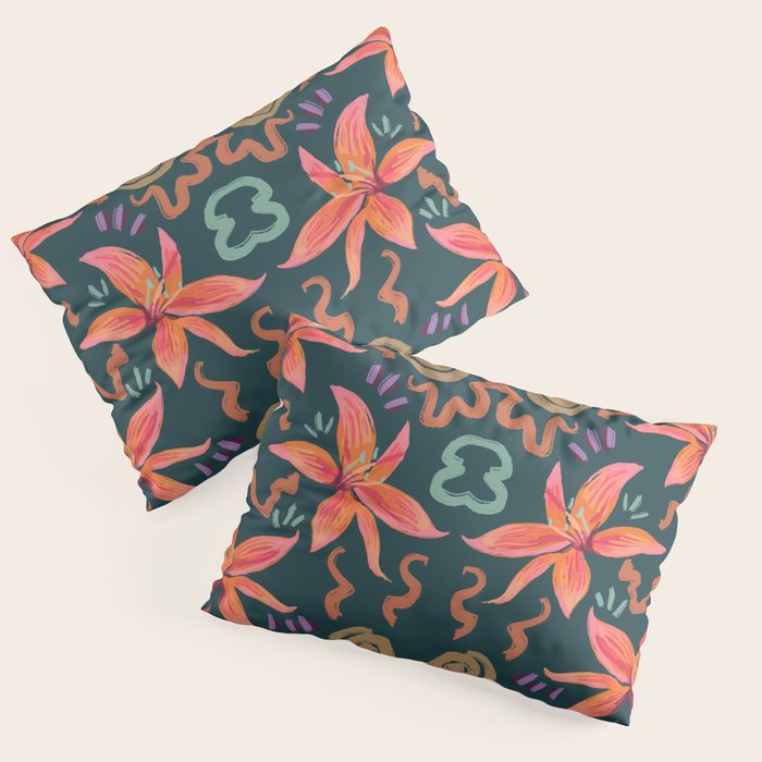 Passion Flower Joy Jade Pattern Pillow Sham Gallery Image 1