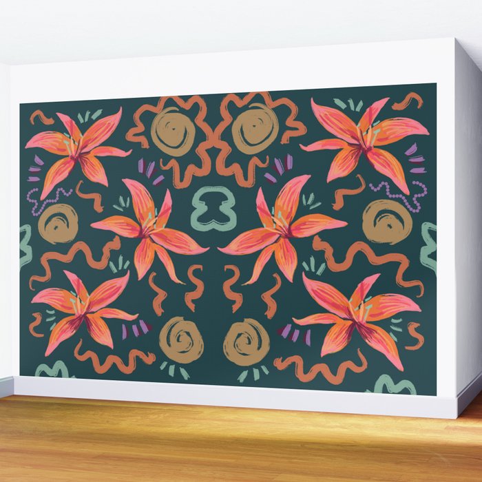 Passion Flower Joy Jade Pattern Wall Mural Gallery Image 2