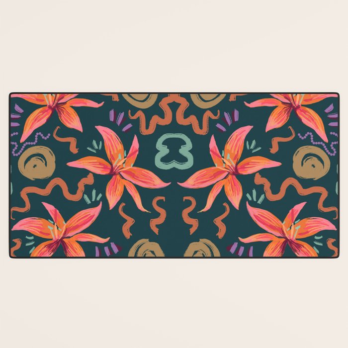Passion Flower Joy Jade Pattern Desk Mat Gallery Image 3