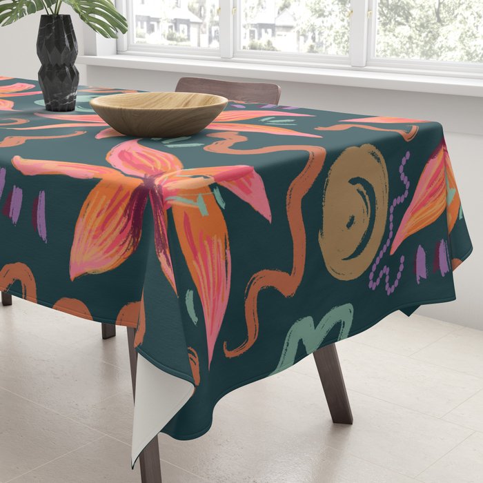 Passion Flower Joy Jade Pattern Tablecloth Gallery Image 3