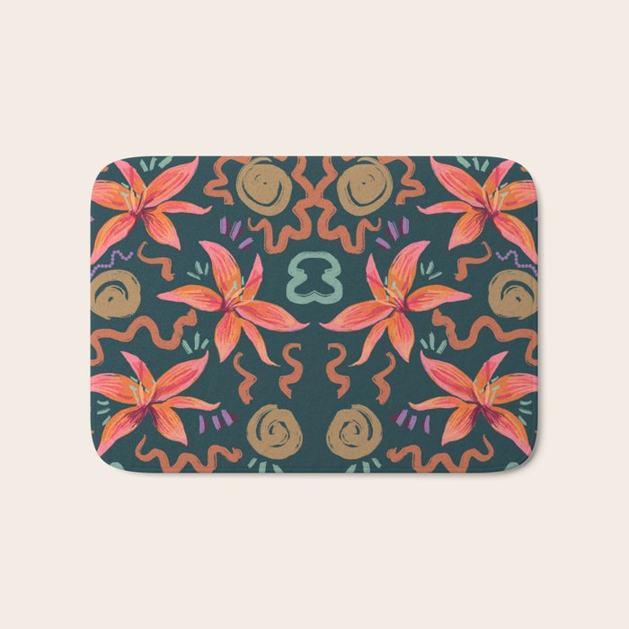 Passion Flower Joy Jade Pattern Bath Mat Gallery Image 1