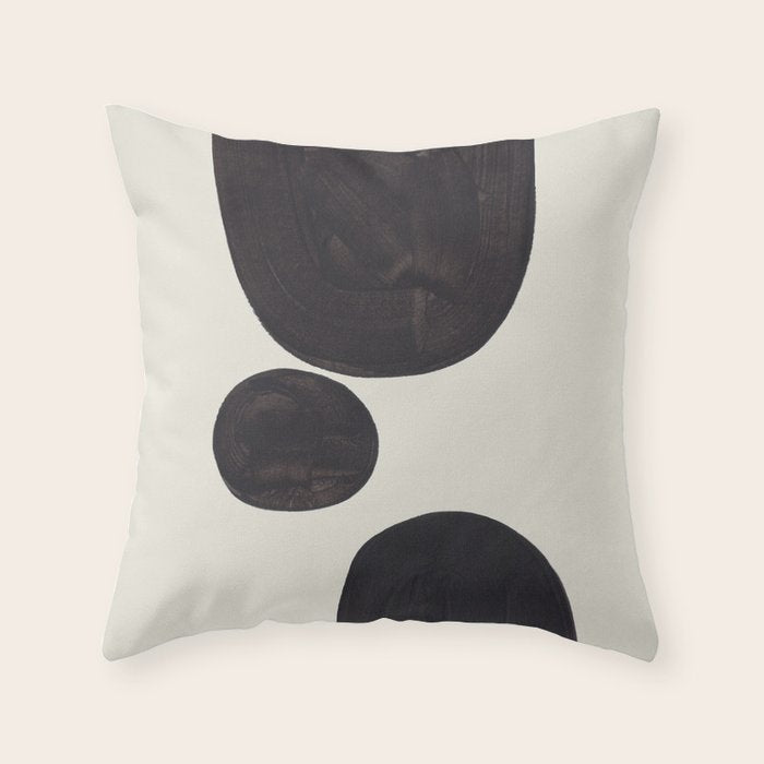 Black & White Minimalist Abstract Shapes Patterns Black Ink Painting Throw Pillow Gallery Image 6