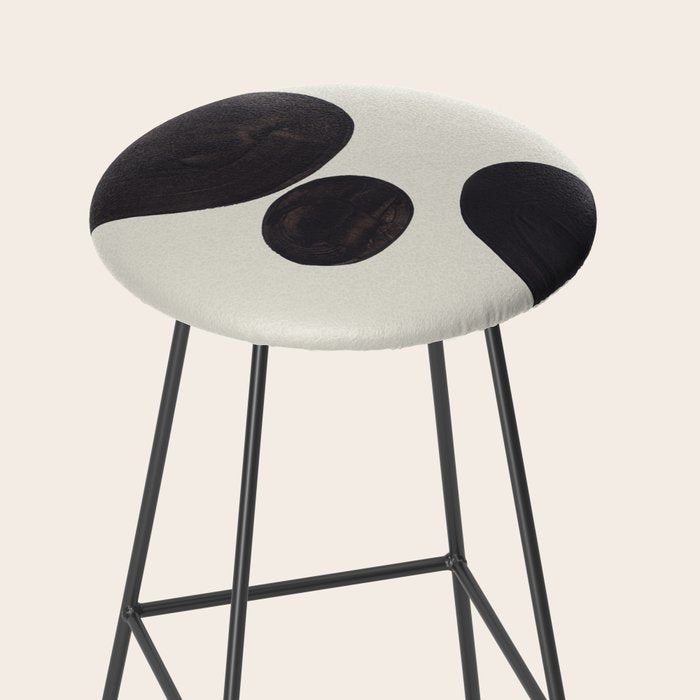 Black & White Minimalist Abstract Shapes Patterns Black Ink Painting Stool Gallery Image 2