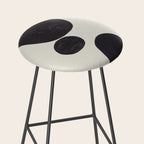 Black & White Minimalist Abstract Shapes Patterns Black Ink Painting Stool Gallery Image 2