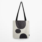 Black & White Minimalist Abstract Shapes Patterns Black Ink Painting Tote Bag Gallery Image 2