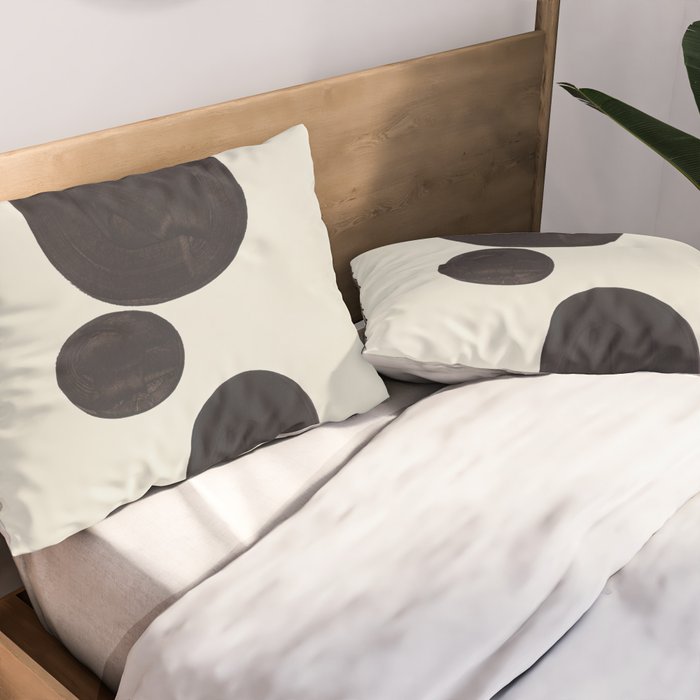 Black & White Minimalist Abstract Shapes Patterns Black Ink Painting Pillow Sham Gallery Image 2
