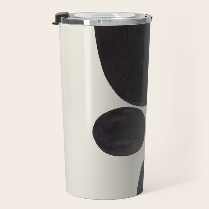 Black & White Minimalist Abstract Shapes Patterns Black Ink Painting Travel Mug Gallery Image 3